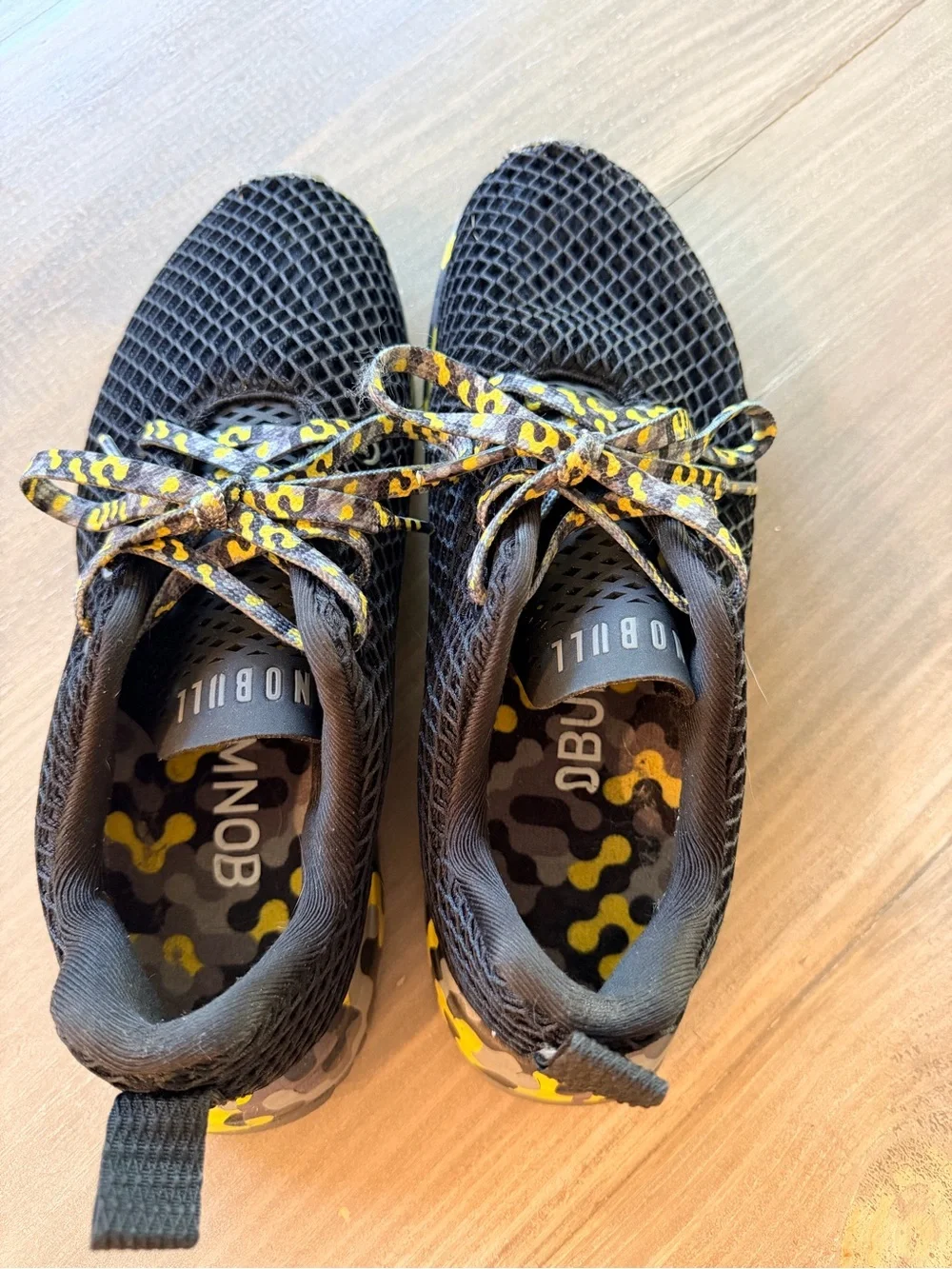 NOBULL Black Athletic Sneakers with Yellow Camo Sole and Laces